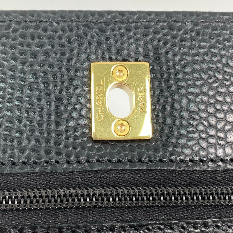 △ CHANEL 香奈兒 Black Caviar Skin 19CM Gold Tone Metal Chain Wallet 黑色粒紋小牛皮19CM金色金屬鏈條銀包 AP4241-267010988-14