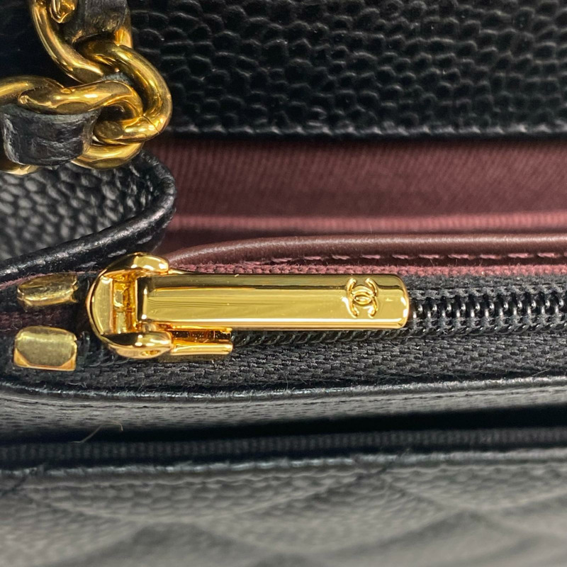 △ CHANEL 香奈兒 Black Caviar Skin 19CM Gold Tone Metal Chain Wallet 黑色粒紋小牛皮19CM金色金屬鏈條銀包 AP4241-267010988-17