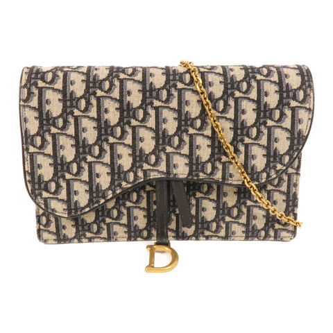 Dior 帆布Saddle Wallet On Chain鏈帶肩背袋