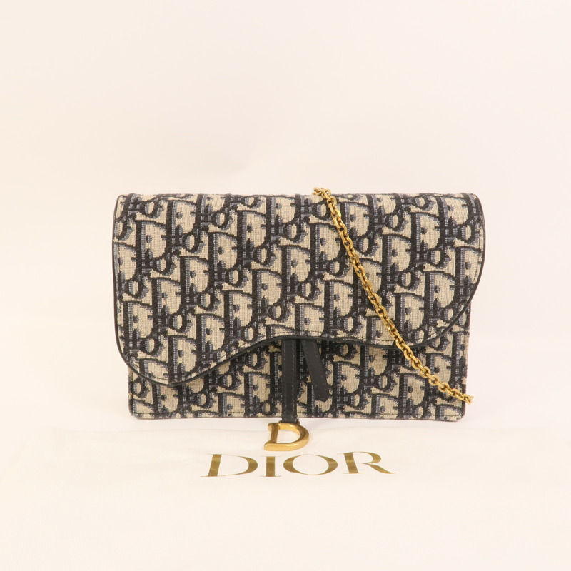 Dior 帆布Saddle Wallet On Chain鏈帶肩背袋-9