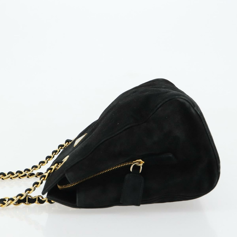 【日本直送】PRADA 鏈條單肩包 麂皮 黑色 金色 正品 176574V-3