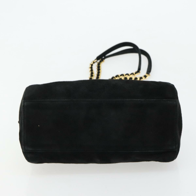 【日本直送】PRADA 鏈條單肩包 麂皮 黑色 金色 正品 176574V-4