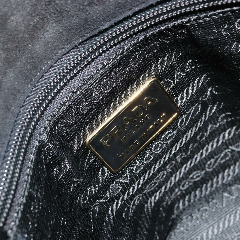 【日本直送】PRADA 鏈條單肩包 麂皮 黑色 金色 正品 176574V-19