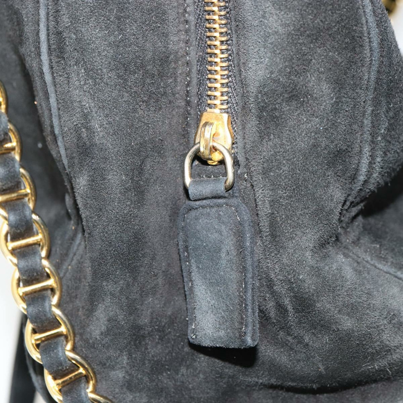 【日本直送】PRADA 鏈條單肩包 麂皮 黑色 金色 正品 176574V-24
