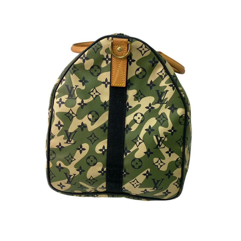 △ LOUIS VUITTON 路易·威登 Green Coated Canvas Monogramouflage Keepall Bandoulie 55 Takashi Murakami Boston Bag 綠色塗層帆布經典老花迷彩波士頓包 M95774-267010864-3