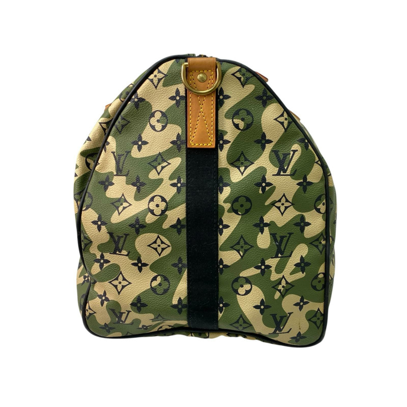 △ LOUIS VUITTON 路易·威登 Green Coated Canvas Monogramouflage Keepall Bandoulie 55 Takashi Murakami Boston Bag 綠色塗層帆布經典老花迷彩波士頓包 M95774-267010864-4