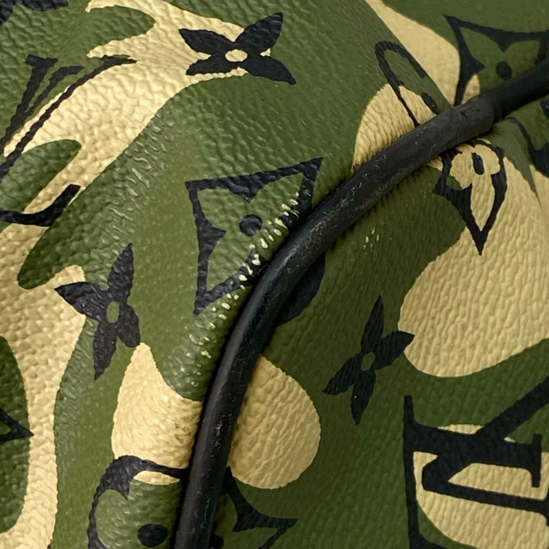 △ LOUIS VUITTON 路易·威登 Green Coated Canvas Monogramouflage Keepall Bandoulie 55 Takashi Murakami Boston Bag 綠色塗層帆布經典老花迷彩波士頓包 M95774-267010864-6