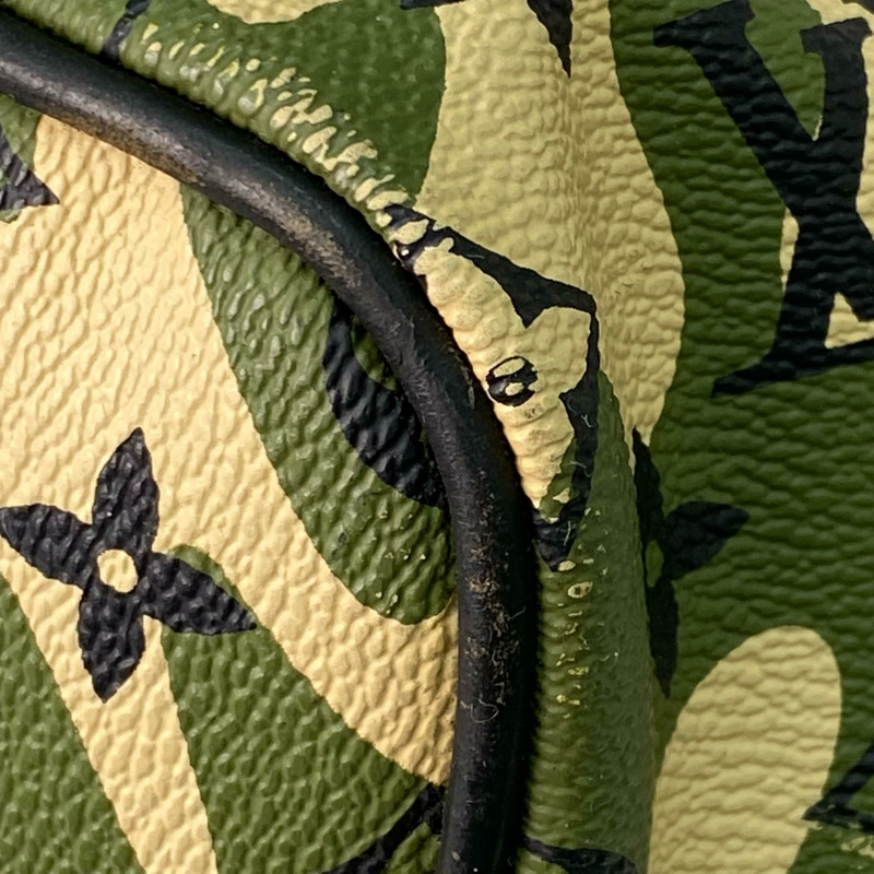 △ LOUIS VUITTON 路易·威登 Green Coated Canvas Monogramouflage Keepall Bandoulie 55 Takashi Murakami Boston Bag 綠色塗層帆布經典老花迷彩波士頓包 M95774-267010864-7