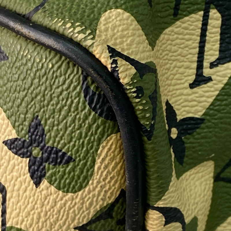 △ LOUIS VUITTON 路易·威登 Green Coated Canvas Monogramouflage Keepall Bandoulie 55 Takashi Murakami Boston Bag 綠色塗層帆布經典老花迷彩波士頓包 M95774-267010864-9