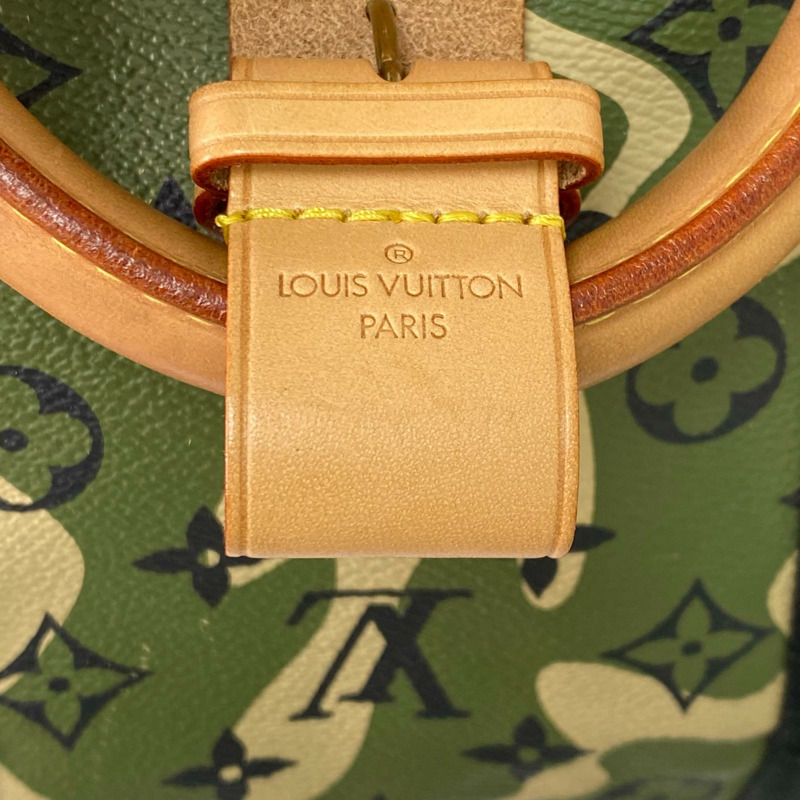 △ LOUIS VUITTON 路易·威登 Green Coated Canvas Monogramouflage Keepall Bandoulie 55 Takashi Murakami Boston Bag 綠色塗層帆布經典老花迷彩波士頓包 M95774-267010864-12