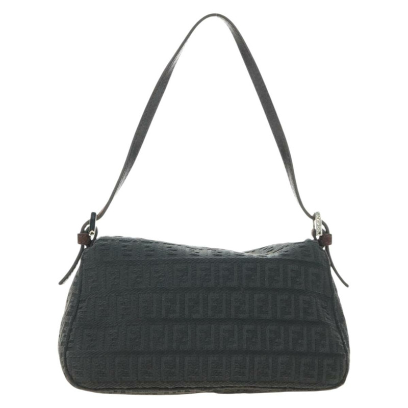 【日本直送】FENDI Zucchino帆布Mamma Baguette單肩包 灰色銀色 正品 180521SAM-1
