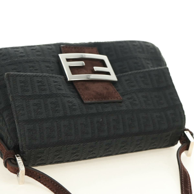 【日本直送】FENDI Zucchino帆布Mamma Baguette單肩包 灰色銀色 正品 180521SAM-5