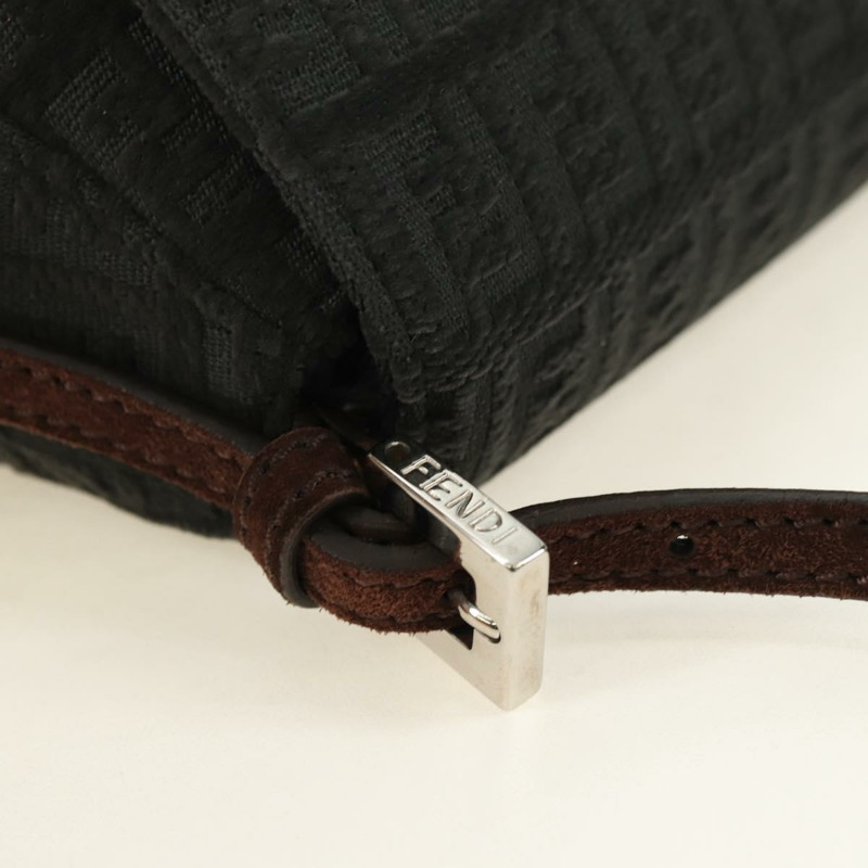 【日本直送】FENDI Zucchino帆布Mamma Baguette單肩包 灰色銀色 正品 180521SAM-7