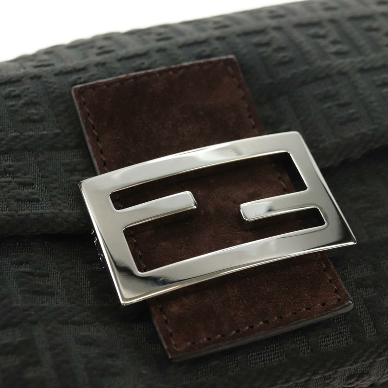 【日本直送】FENDI Zucchino帆布Mamma Baguette單肩包 灰色銀色 正品 180521SAM-18