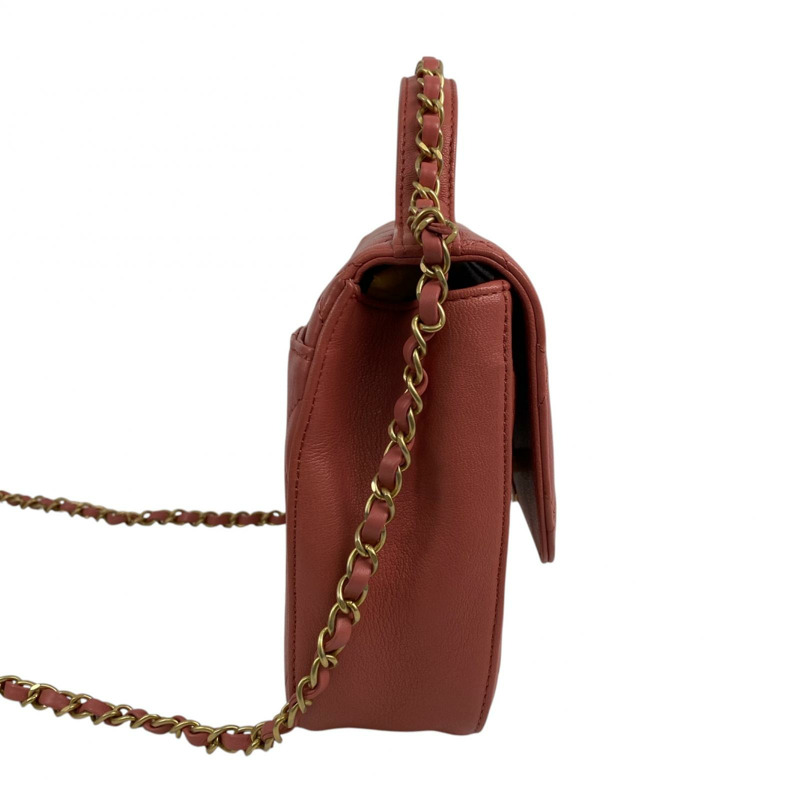△ CHANEL 香奈兒 Pink Calfskin 19 Gold Tone Metal No.28 Chain 2 way bag 粉紅色小牛皮19金色金屬No.28鎖鏈兩用袋 AS0970-267011176-3