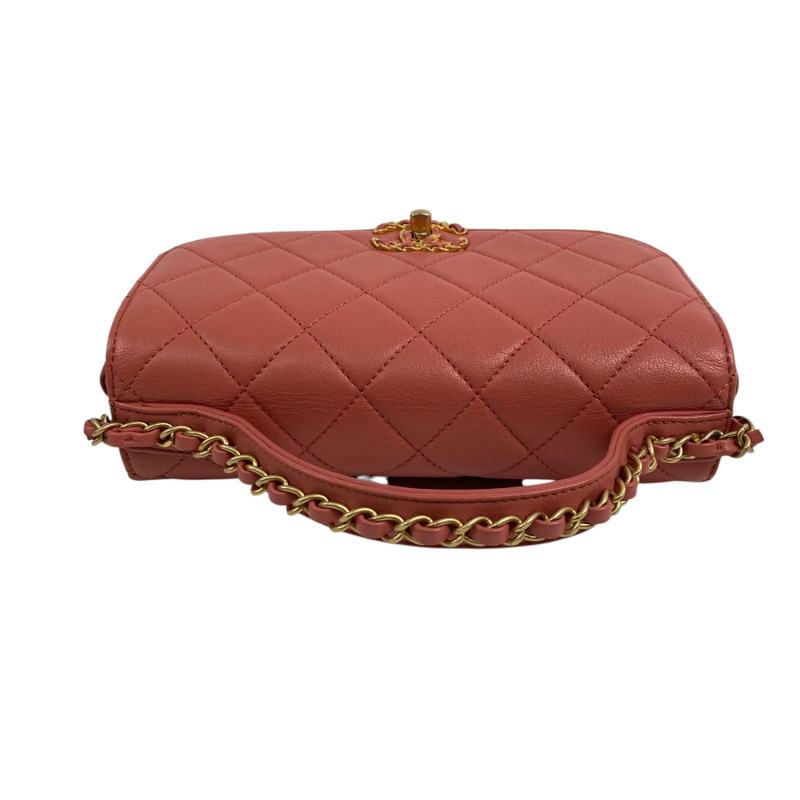 △ CHANEL 香奈兒 Pink Calfskin 19 Gold Tone Metal No.28 Chain 2 way bag 粉紅色小牛皮19金色金屬No.28鎖鏈兩用袋 AS0970-267011176-10