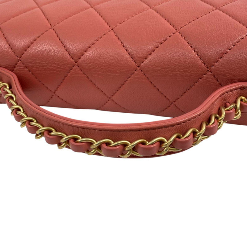 △ CHANEL 香奈兒 Pink Calfskin 19 Gold Tone Metal No.28 Chain 2 way bag 粉紅色小牛皮19金色金屬No.28鎖鏈兩用袋 AS0970-267011176-11