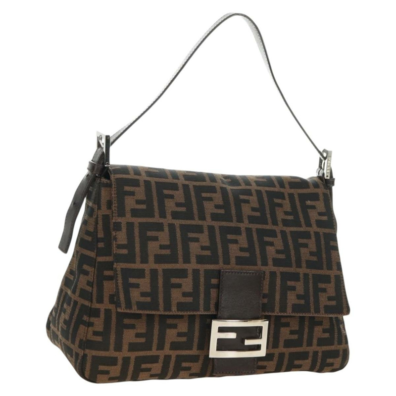【日本直送】FENDI Zucca帆布Mamma Baguette單肩包 黑色棕色 正品 175894SAM-0
