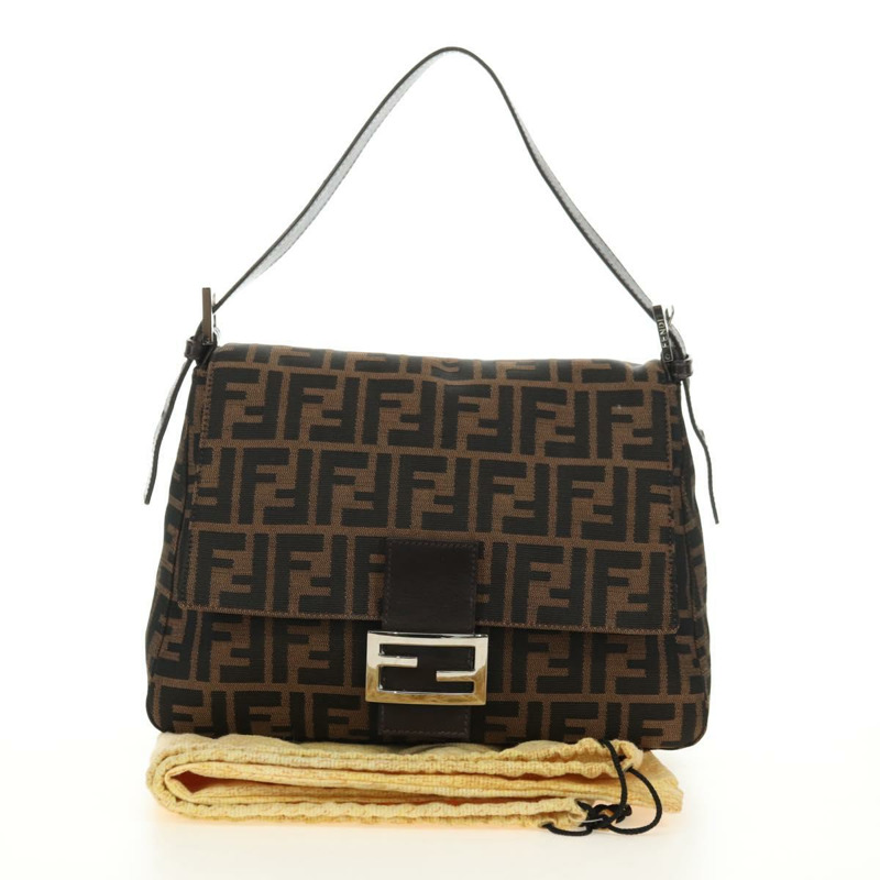 【日本直送】FENDI Zucca帆布Mamma Baguette單肩包 黑色棕色 正品 175894SAM-11