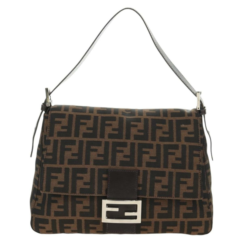 【日本直送】FENDI Zucca帆布Mamma Baguette單肩包 黑色棕色 正品 175894SAM-12