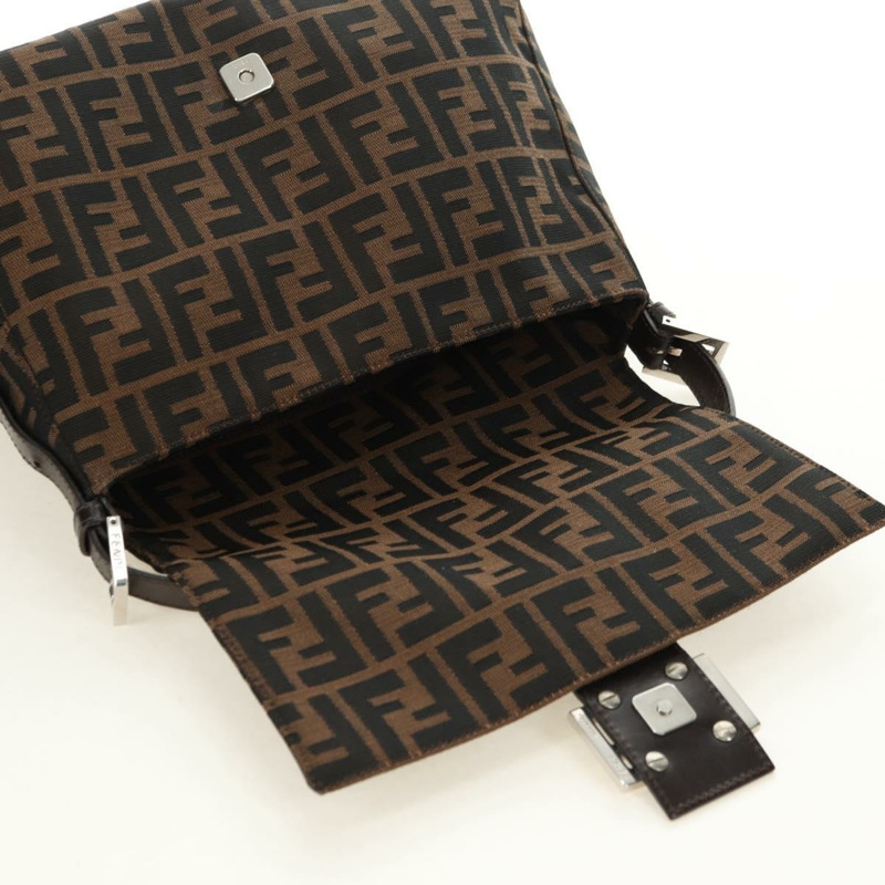 【日本直送】FENDI Zucca帆布Mamma Baguette單肩包 黑色棕色 正品 175894SAM-19