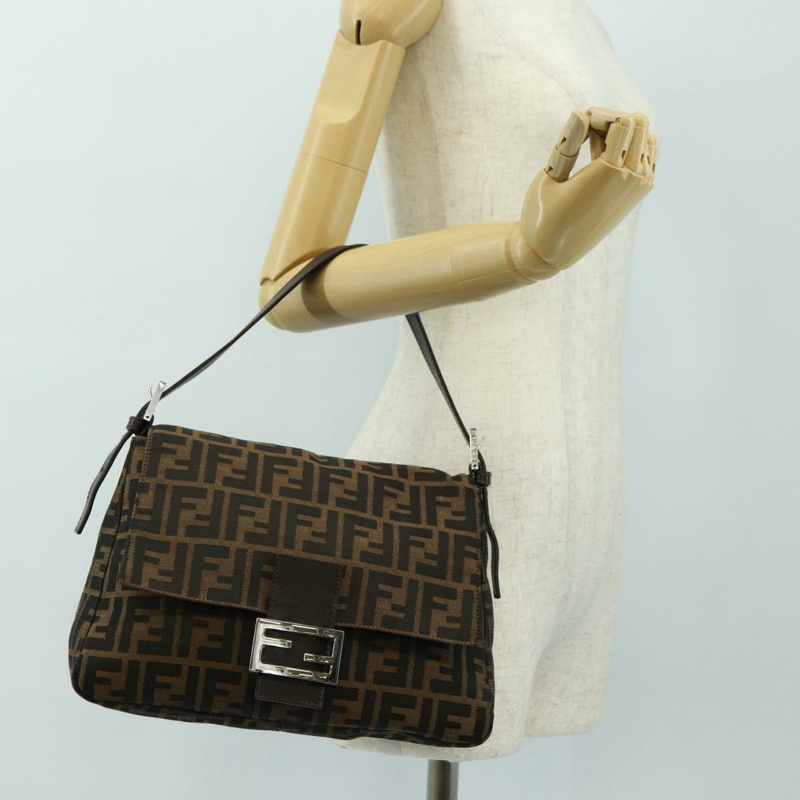 【日本直送】FENDI Zucca帆布Mamma Baguette單肩包 黑色棕色 正品 175894SAM-25