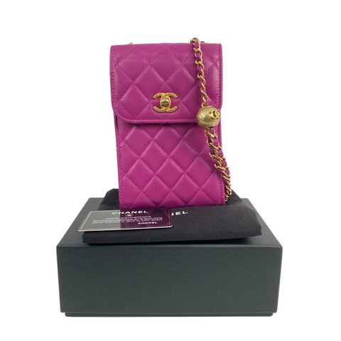 △ CHANEL 香奈兒 Purple Lambskin Gold Tone Metal No.30 Golden Ball Chain Shoulder Bag 紫色小羊皮金色金屬No.30鎖鏈肩背包 AP1448-267010959