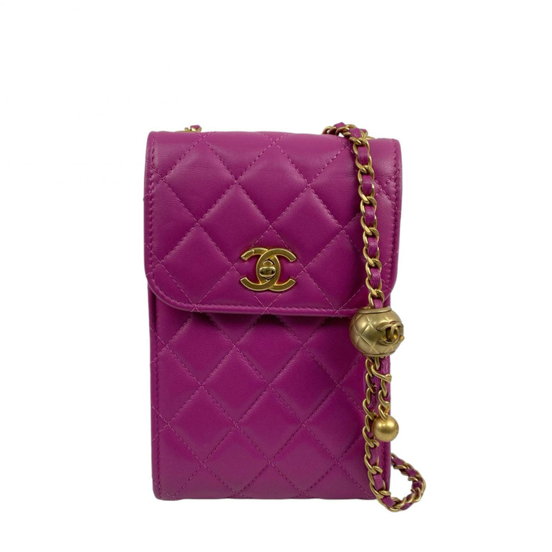 △ CHANEL 香奈兒 Purple Lambskin Gold Tone Metal No.30 Golden Ball Chain Shoulder Bag 紫色小羊皮金色金屬No.30鎖鏈肩背包 AP1448-267010959-1