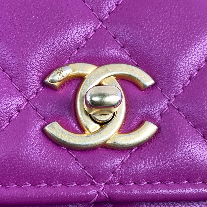 △ CHANEL 香奈兒 Purple Lambskin Gold Tone Metal No.30 Golden Ball Chain Shoulder Bag 紫色小羊皮金色金屬No.30鎖鏈肩背包 AP1448-267010959-10