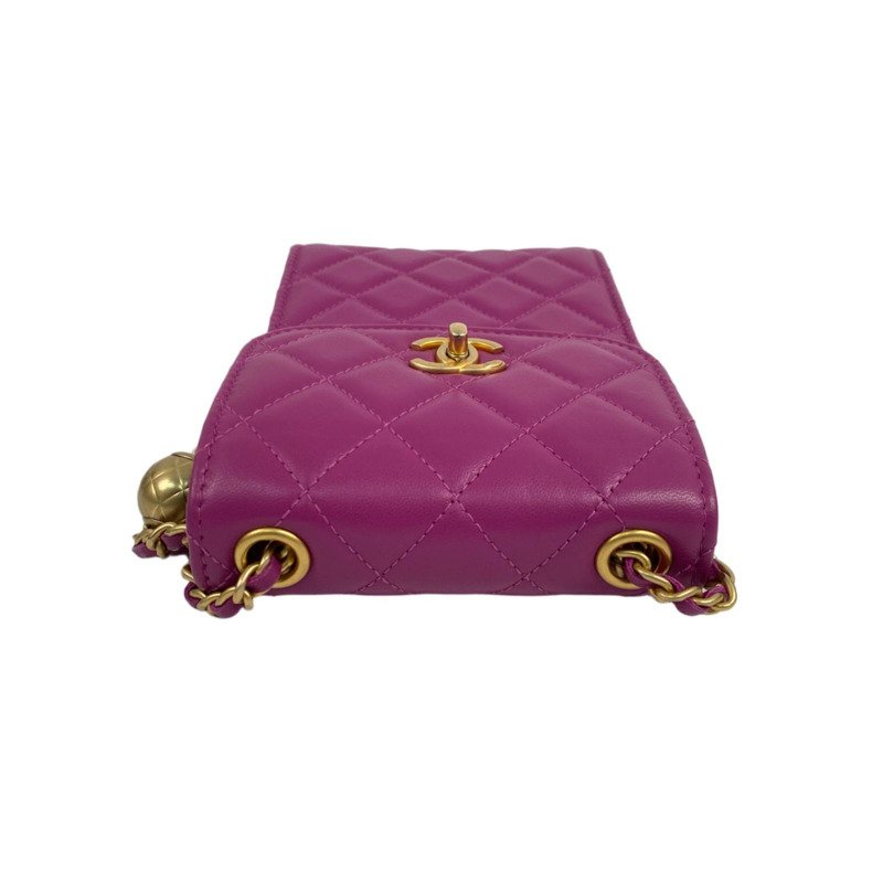 △ CHANEL 香奈兒 Purple Lambskin Gold Tone Metal No.30 Golden Ball Chain Shoulder Bag 紫色小羊皮金色金屬No.30鎖鏈肩背包 AP1448-267010959-14