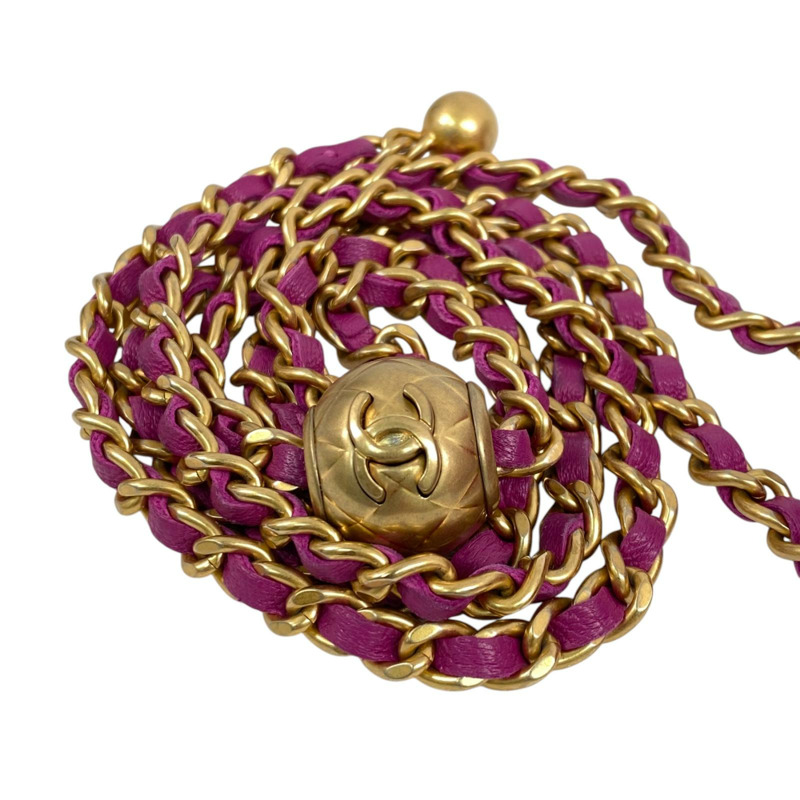 △ CHANEL 香奈兒 Purple Lambskin Gold Tone Metal No.30 Golden Ball Chain Shoulder Bag 紫色小羊皮金色金屬No.30鎖鏈肩背包 AP1448-267010959-16