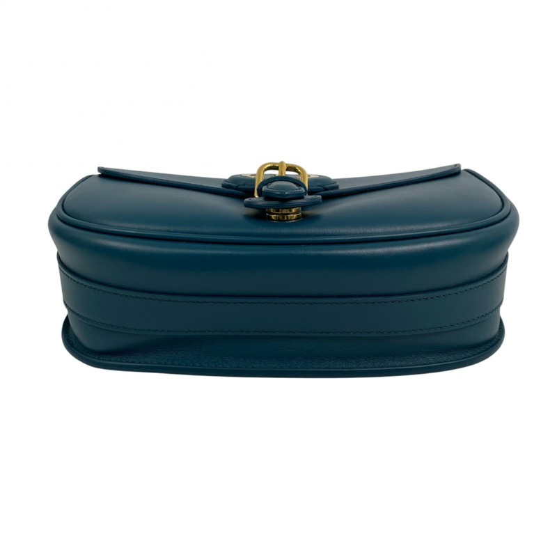 △ DIOR 迪奧 Blue Green Calfskin Bobby Bag Shoulder Bag 藍綠色小牛皮肩背包-267011097-5