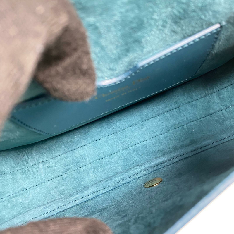 △ DIOR 迪奧 Blue Green Calfskin Bobby Bag Shoulder Bag 藍綠色小牛皮肩背包-267011097-10