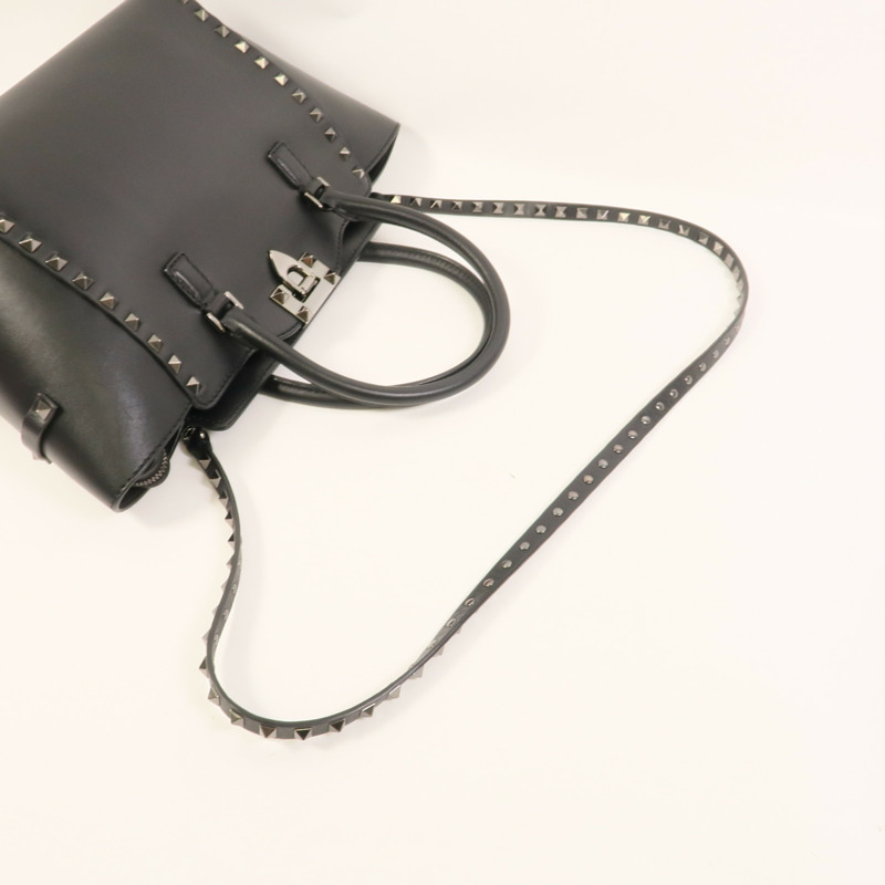 Valentino 牛皮皮革Rockstud手挽肩背兩用袋-5
