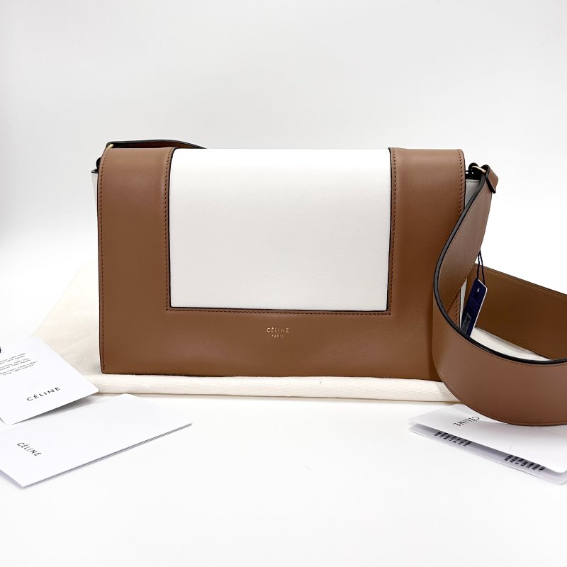 CELINE frame拼色金扣肩背豆腐包 25*15*11 98新配件塵袋吊牌-1