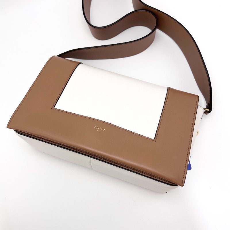 CELINE frame拼色金扣肩背豆腐包 25*15*11 98新配件塵袋吊牌-2
