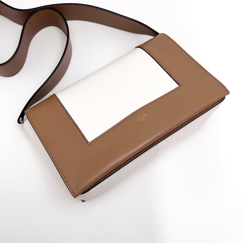 CELINE frame拼色金扣肩背豆腐包 25*15*11 98新配件塵袋吊牌-4