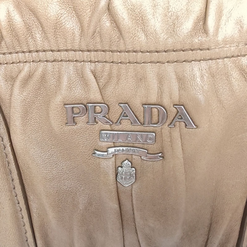 PRADA 漸變色羊皮斜挎包手提褶皺斜挎包-4