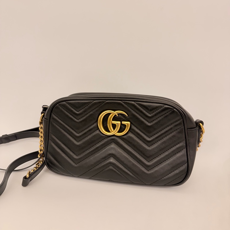 Gucci 黑牛皮馬夢相機包-1