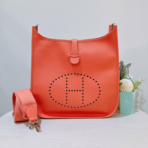 TK2053 Hermes 愛馬仕中號依芙蓮肩帶包包 Evelyne 33 Epsom I5 Flamingo x PHW Stamp T