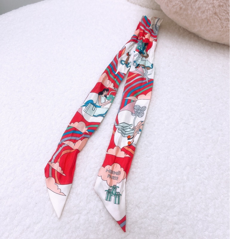 Hermes twilly 紅白色包包絲巾 carres volants-1