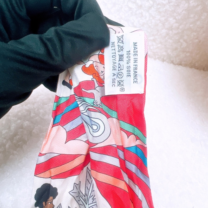 Hermes twilly 紅白色包包絲巾 carres volants-3