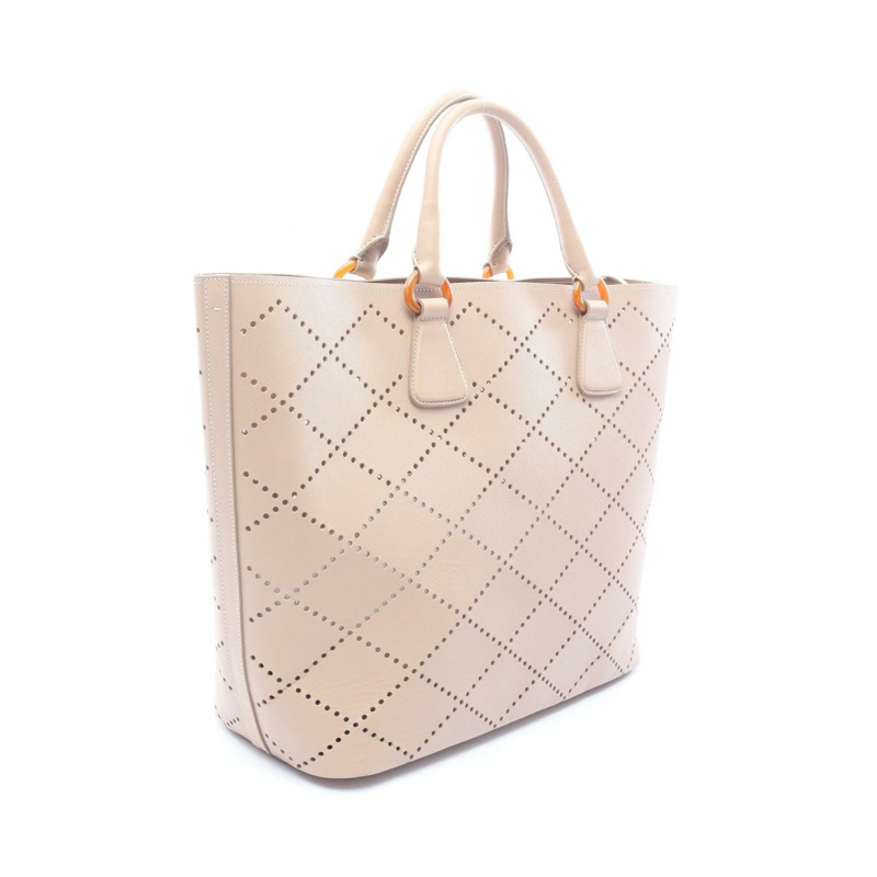 PRADA 打孔手提單肩斜背包,米色皮革,二手女款-1