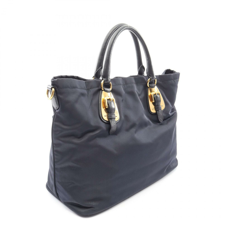 PRADA TESSUTO SOFT CALF 單肩托特包 BN1902 尼龍皮革 海軍藍 二手-1