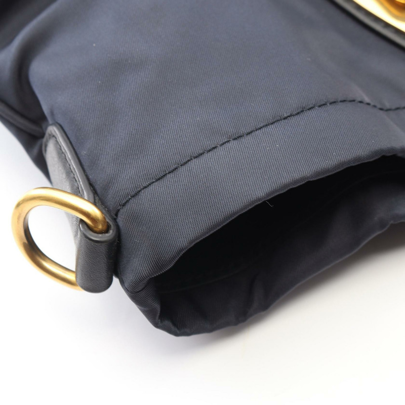 PRADA TESSUTO SOFT CALF 單肩托特包 BN1902 尼龍皮革 海軍藍 二手-6