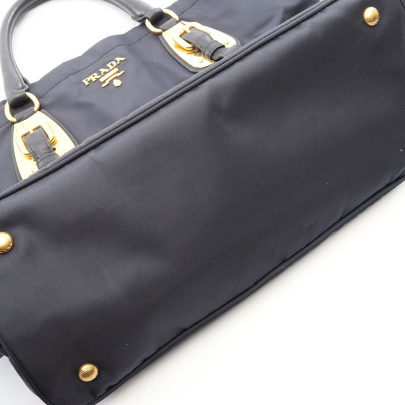 PRADA TESSUTO SOFT CALF 單肩托特包 BN1902 尼龍皮革 海軍藍 二手-8