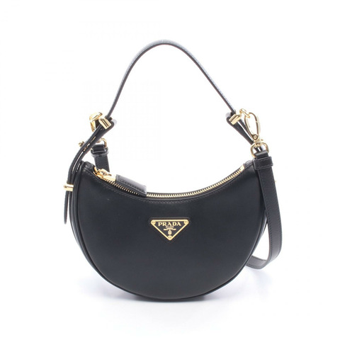 PRADA SOFT CALF ARCHE 肩背斜背包 1BC194 黑色皮革 二手 女士