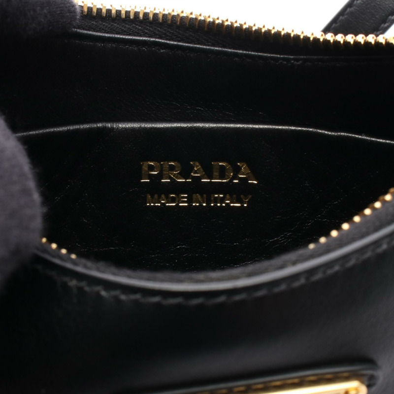 PRADA SOFT CALF ARCHE 肩背斜背包 1BC194 黑色皮革 二手 女士-3