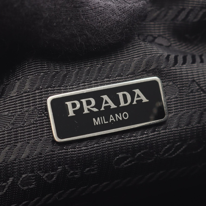 PRADA 2005 復刻版鏈條肩背包,尼龍 Saffiano 皮革,黑色,二手-3