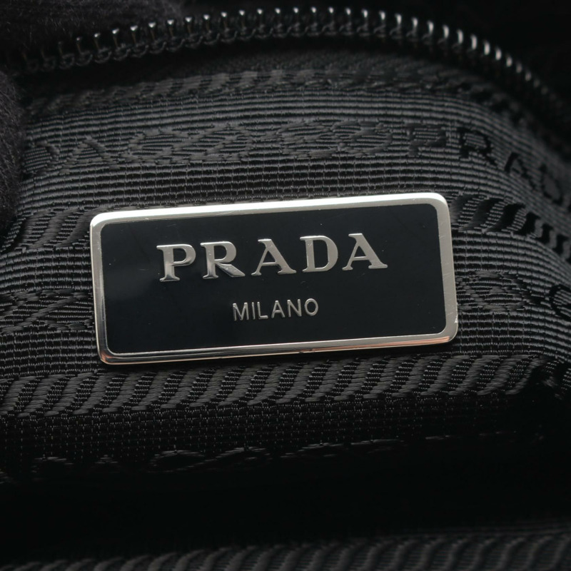 PRADA 三角形 logo 單肩斜背包,尼龍 Saffiano 皮革,黑色,二手-3